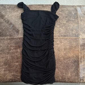 Elegant Black Ruched Dress